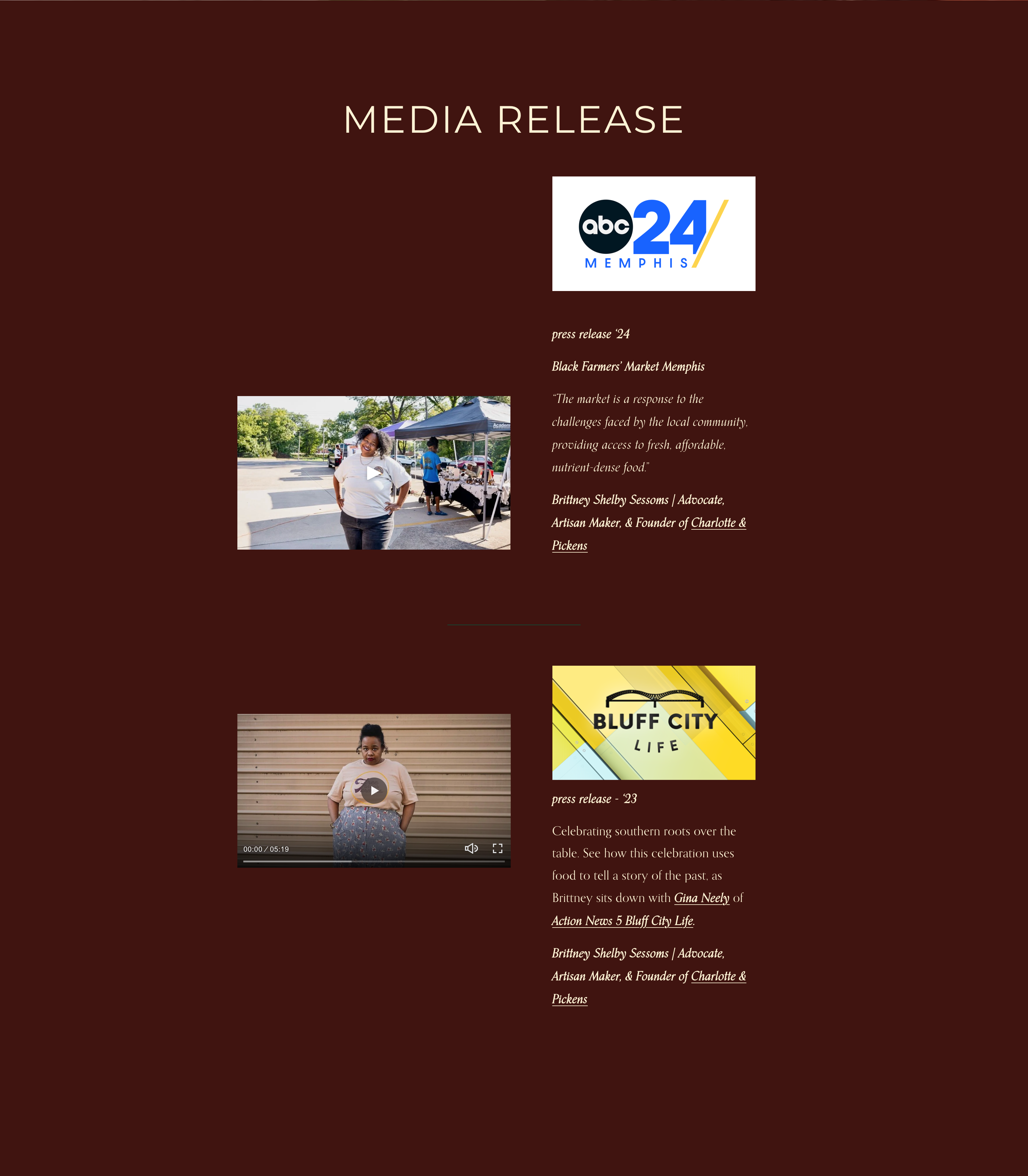 Charlotte & Pickens news section before mockup