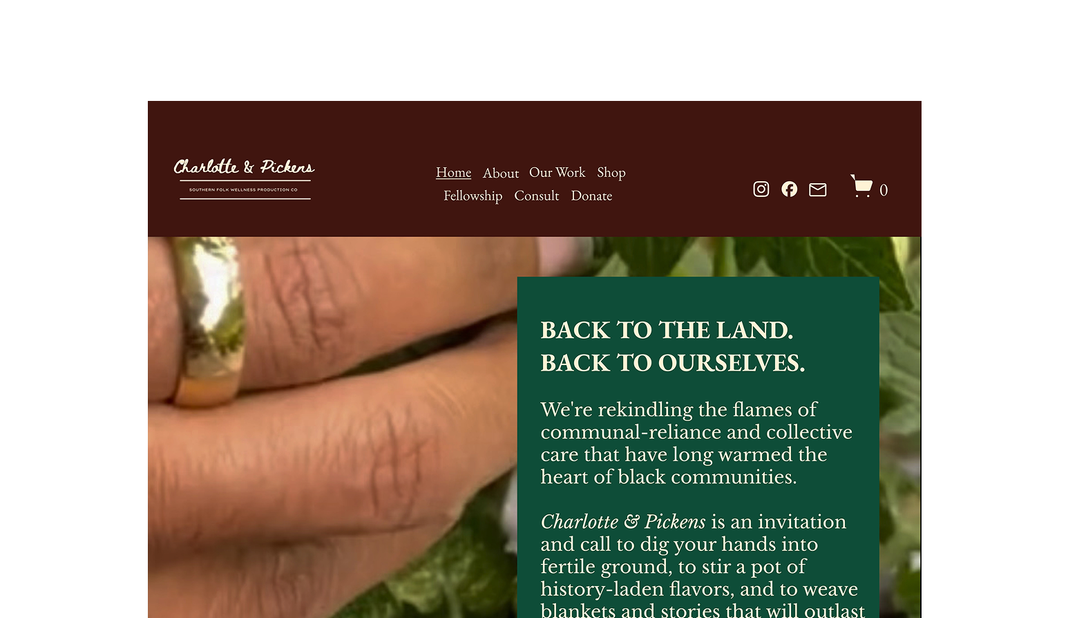 charlotte & pickens home page mockup