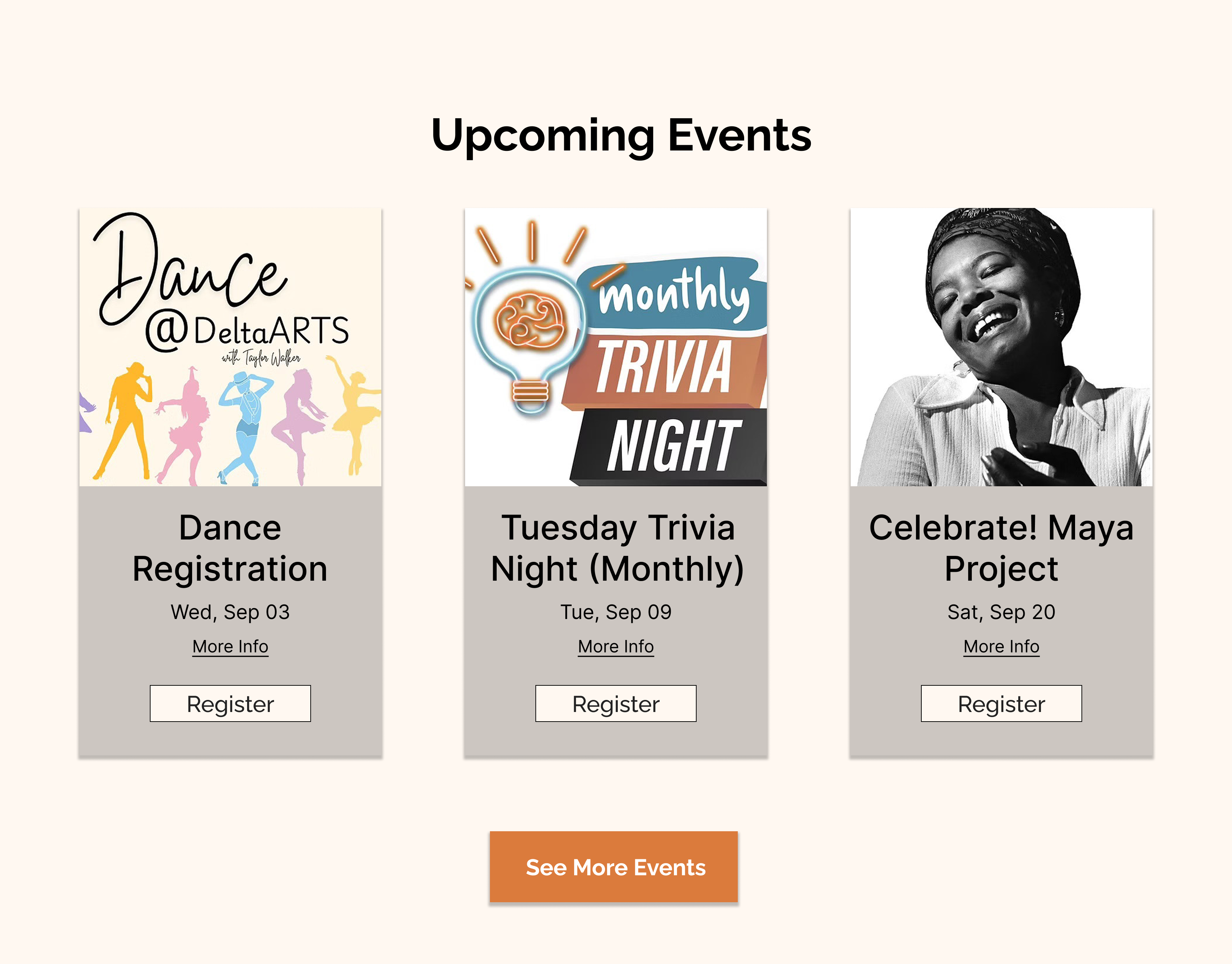events section mockup after