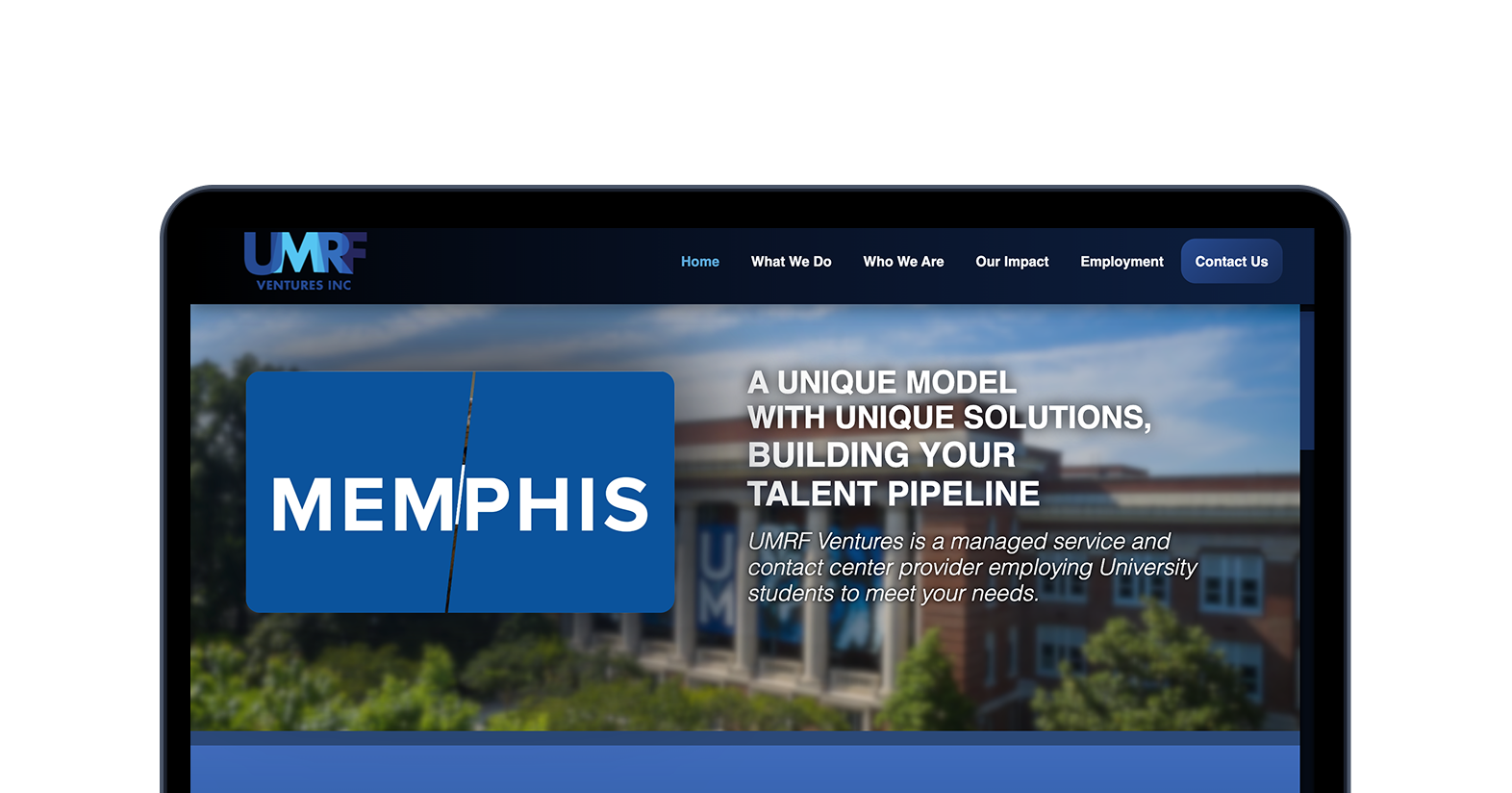UMRF Website mockup image
