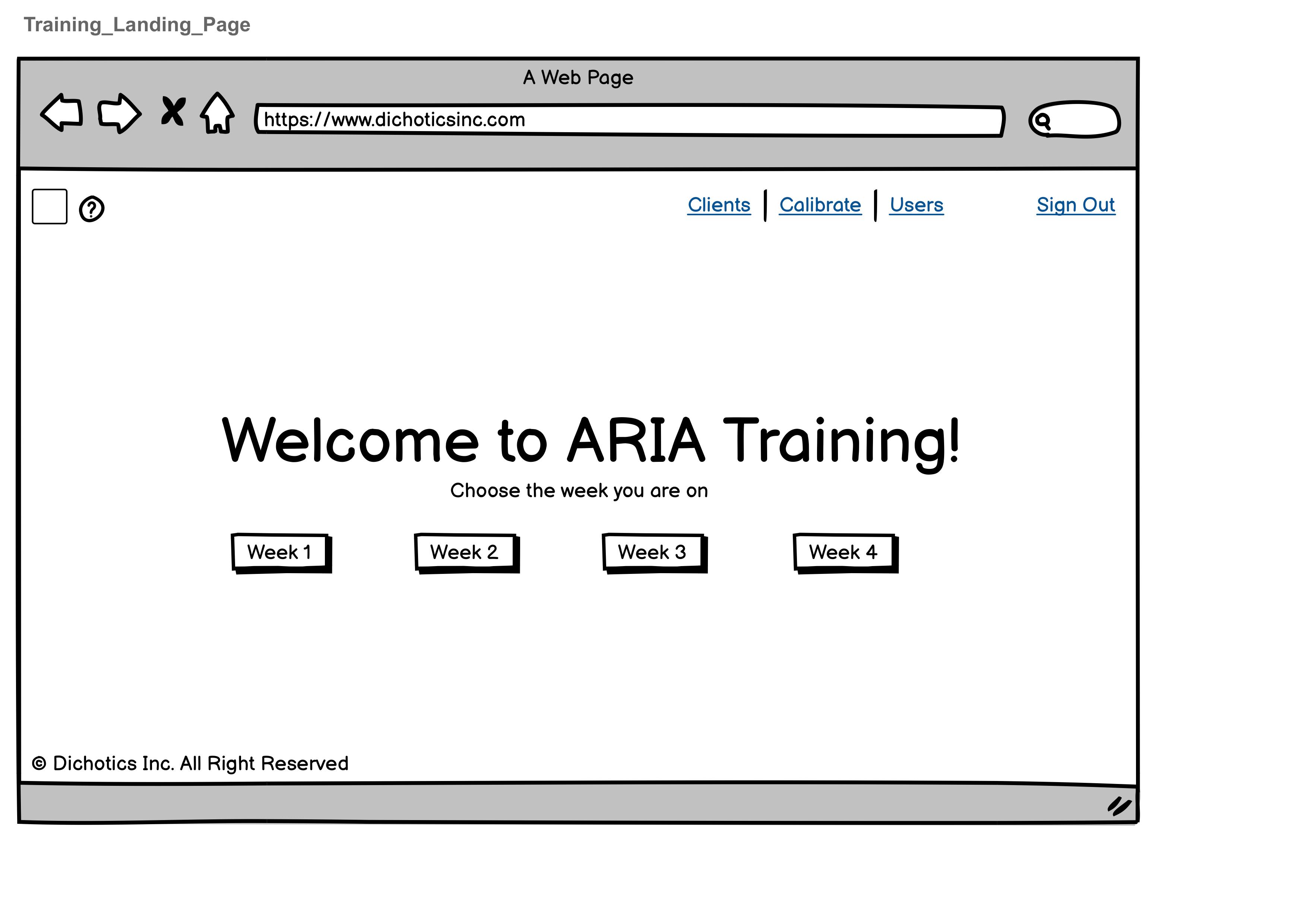 Initial landing page wireframe